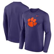 Clemson Nike Legend Primary Logo Long Sleeve Tee